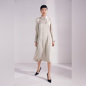 H&M Champagne Satin Shirt Dress